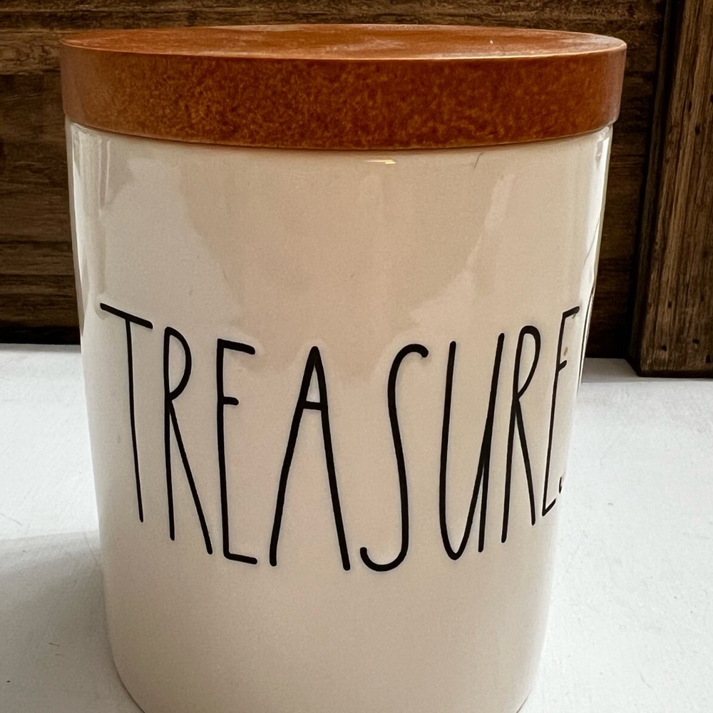 Rae Dunn Cream and Brown Treasure Canister